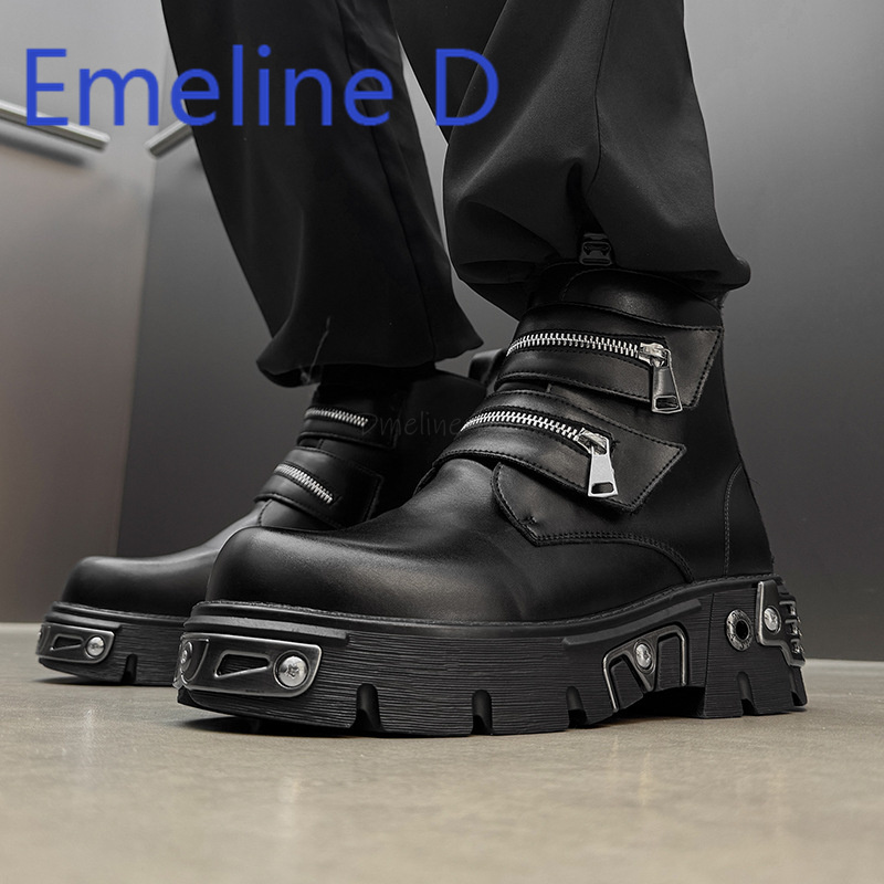 Sepatu High Top Punk Gelap Des - Men'S Shoes With Height Increase ulasan dan harga