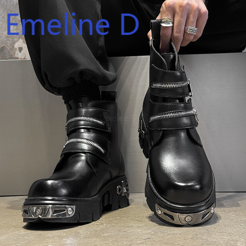 Sepatu High Top Punk Gelap Des - Men'S Shoes With Height Increase ulasan dan harga